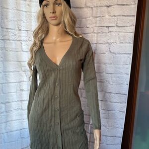 Abercrombie & Fitch Olive Knit Long Sleeve Dress